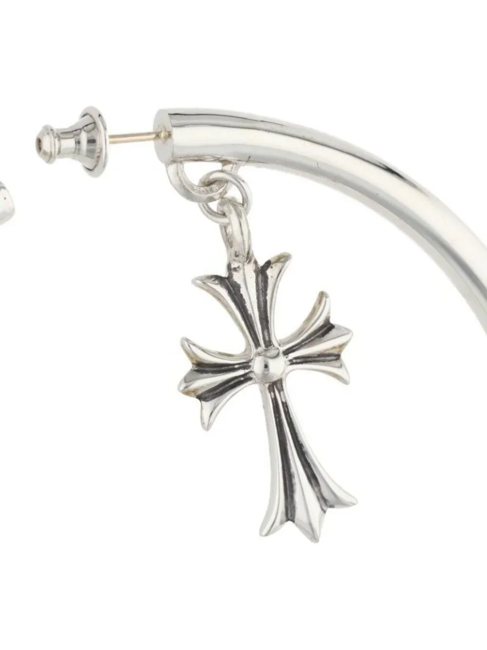 Chrome Hearts Tiny CH Silver Earrings with Cross